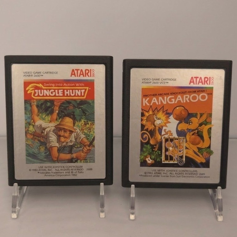 Jungle‎ Hunt 1982 & Kangaroo 1983 (Atari 2600) Cartridge Bundle - Tested & Works